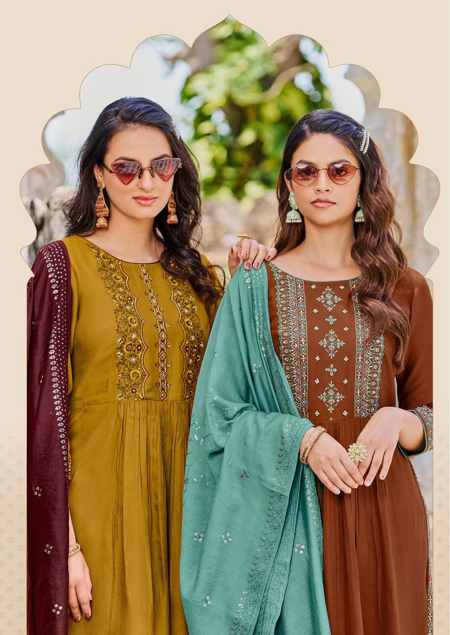 Ladies Flavour Copper Stone 14 Kurti With Bottom Dupatta Catalog
